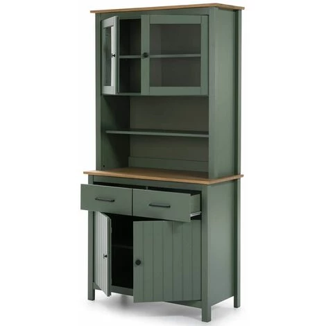 ALTOBUY TINA - Buffet Haut 4 Portes 2 Tiroirs Bois Ciré Et Vert - Vert 4 ALTOBUY TINA - Buffet Haut 4 Portes 2 Tiroirs Bois Ciré Et Vert - Vert – Image 4