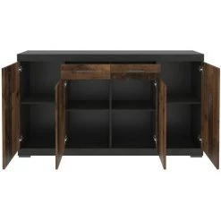 Buffet 2 Tiroirs 4 Portes L160 X P34,9 Cm - Bristol - Calicosy - Chêne Vintage - Chêne Vintage -Buffet et enfilade Soldes 53108937 4