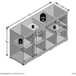 Buffet 2 Tiroirs 4 Portes L160 Cm - Bristol - Calicosy - Gris Béton - Gris Béton -Buffet et enfilade Soldes 53108950 4