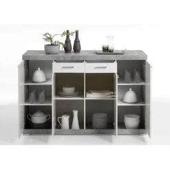 Buffet 4 Portes 2 Tiroirs L160 X H109cm - Bristol - Calicosy - Gris Béton - Gris Béton 5 Buffet 4 Portes 2 Tiroirs L160 X H109cm - Bristol - Calicosy - Gris Béton - Gris Béton -Buffet et enfilade Soldes 53108955 2