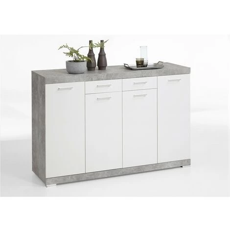 Buffet 4 Portes 2 Tiroirs L160 X H109cm - Bristol - Calicosy - Gris Béton - Gris Béton 3 Buffet 4 Portes 2 Tiroirs L160 X H109cm - Bristol - Calicosy - Gris Béton - Gris Béton – Image 3