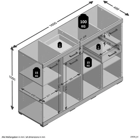 Buffet 4 Portes 2 Tiroirs L160 X H109cm - Bristol - Calicosy - Gris Béton - Gris Béton 4 Buffet 4 Portes 2 Tiroirs L160 X H109cm - Bristol - Calicosy - Gris Béton - Gris Béton – Image 4