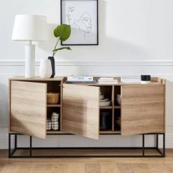 ALICE'S GARDEN Vaisselier En Décor Bois Et Métal 100x39.5x136.5cm - Magnus - 4 étagères, 3 Niveaux De Rangements - Bois -Buffet et enfilade Soldes 53302542 2