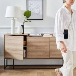 ALICE'S GARDEN Vaisselier En Décor Bois Et Métal 100x39.5x136.5cm - Magnus - 4 étagères, 3 Niveaux De Rangements - Bois -Buffet et enfilade Soldes 53302542 3