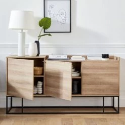 ALICE'S GARDEN Vaisselier En Décor Bois Et Métal 100x39.5x136.5cm - Magnus - 4 étagères, 3 Niveaux De Rangements - Bois -Buffet et enfilade Soldes 53302542 4