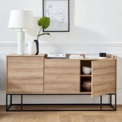 ALICE'S GARDEN Vaisselier En Décor Bois Et Métal 100x39.5x136.5cm - Magnus - 4 étagères, 3 Niveaux De Rangements - Bois -Buffet et enfilade Soldes 53302542 5