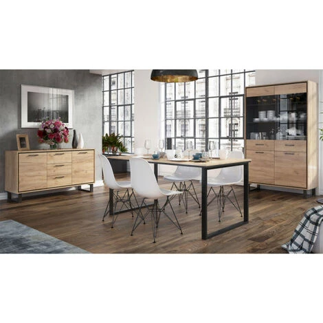 DANSMAMAISON Buffet 2 Portes 3 Tiroirs Chêne Blond/Noir - DOINIO - L 140 X L 45 X H 78 Cm - Bois 4 DANSMAMAISON Buffet 2 Portes 3 Tiroirs Chêne Blond/Noir - DOINIO - L 140 X L 45 X H 78 Cm - Bois â Image 4