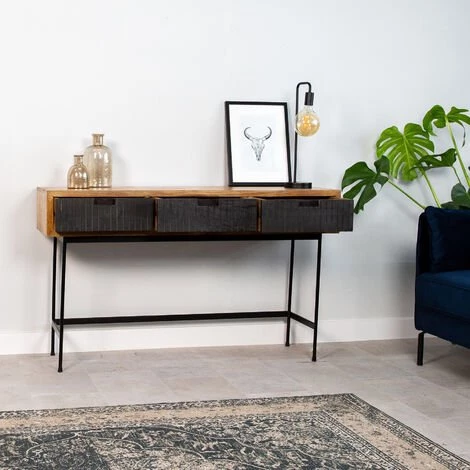 DIMEHOUSE Felix Coiffeuse Industrielle Bois 135x80 Cm - Noir, Brun 1 DIMEHOUSE Felix Coiffeuse Industrielle Bois 135x80 Cm - Noir, Brun