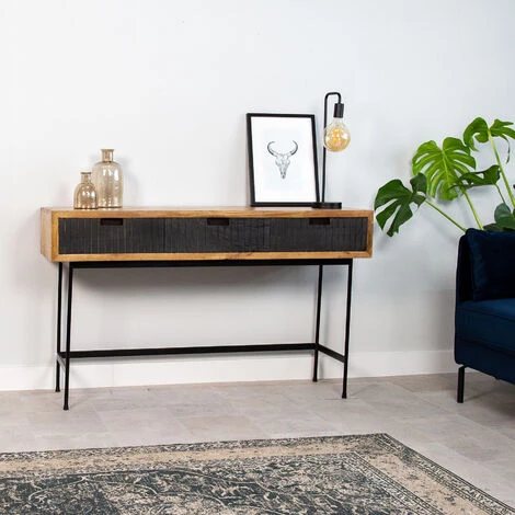 DIMEHOUSE Felix Coiffeuse Industrielle Bois 135x80 Cm - Noir, Brun 5 DIMEHOUSE Felix Coiffeuse Industrielle Bois 135x80 Cm - Noir, Brun – Image 5