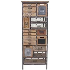 NOVA Buffet De Colonne Commode En Métal Et Bois 33x56x143cm Style Vintage -Buffet et enfilade Soldes 53576337 3