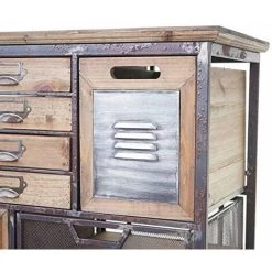 NOVA Buffet De Colonne Commode En Métal Et Bois 33x56x143cm Style Vintage -Buffet et enfilade Soldes 53576337 5