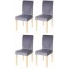 NOVA Set 4 Chaises Pour Salle à Manger Assis En Velours Avec Pieds En Bois Massif Couleur : Gris
