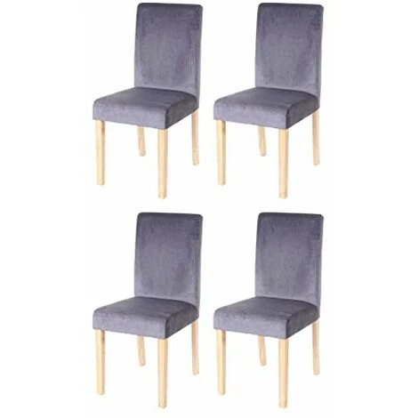 NOVA Set 4 Chaises Pour Salle à Manger Assis En Velours Avec Pieds En Bois Massif Couleur : Gris 1 NOVA Set 4 Chaises Pour Salle à Manger Assis En Velours Avec Pieds En Bois Massif Couleur : Gris