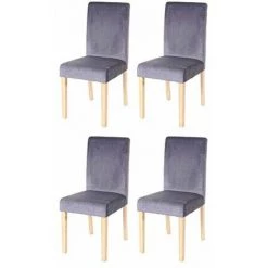 NOVA Set 4 Chaises Pour Salle à Manger Assis En Velours Avec Pieds En Bois Massif Couleur : Gris 6 NOVA Set 4 Chaises Pour Salle à Manger Assis En Velours Avec Pieds En Bois Massif Couleur : Gris -Buffet et enfilade Soldes 53576366 2