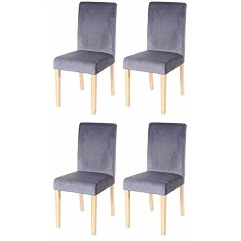 NOVA Set 4 Chaises Pour Salle à Manger Assis En Velours Avec Pieds En Bois Massif Couleur : Gris 2 NOVA Set 4 Chaises Pour Salle à Manger Assis En Velours Avec Pieds En Bois Massif Couleur : Gris – Image 2