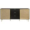 AUTRES Buffet 2 Portes Et 3 Tiroirs - MDF Laqué Noir Et Cannage En Rotin Naturel - L 180 X P 40 X H 80 Cm - HARROD