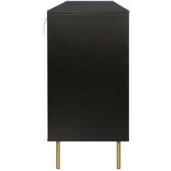 AUTRES Buffet 2 Portes Et 3 Tiroirs - MDF Laqué Noir Et Cannage En Rotin Naturel - L 180 X P 40 X H 80 Cm - HARROD -Buffet et enfilade Soldes 53578920 5