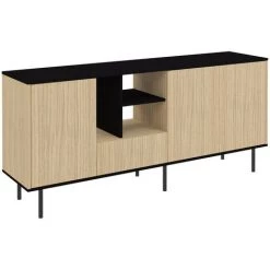 SYMBIOSIS - Buffet LORD 3 Portes Chêne Clair Et Noir - Rovere Chiaro E Nero -Buffet et enfilade Soldes 53618360 3