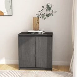 YOUTHUP Armoire Latérale Gris 60x36x65 Cm Bois De Pin Massif - Gris