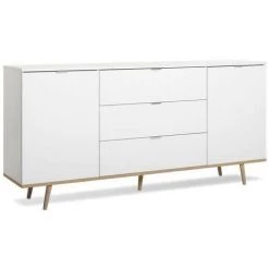 LES TENDANCES GÖTEBORG Buffet Bas - Style Scandinave - Décor Chene Et Blanc - L 180 Cm 7 LES TENDANCES GÖTEBORG Buffet Bas - Style Scandinave - Décor Chene Et Blanc - L 180 Cm -Buffet et enfilade Soldes 53764914 3
