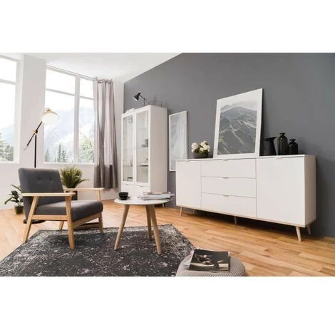 LES TENDANCES GÖTEBORG Buffet Bas - Style Scandinave - Décor Chene Et Blanc - L 180 Cm 4 LES TENDANCES GÖTEBORG Buffet Bas - Style Scandinave - Décor Chene Et Blanc - L 180 Cm – Image 4