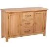 LITZEE Buffet Avec 3 Tiroirs 110 X 33,5 X 70 Cm Bois De Chêne Massif #
