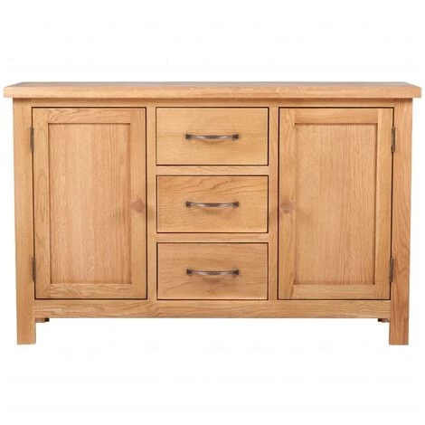 LITZEE Buffet Avec 3 Tiroirs 110 X 33,5 X 70 Cm Bois De Chêne Massif # 3 LITZEE Buffet Avec 3 Tiroirs 110 X 33,5 X 70 Cm Bois De Chêne Massif # – Image 3
