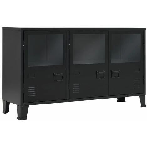 LITZEE Buffet Métal De Style Industriel 120 X 35 X 70 Cm Noir # 1 LITZEE Buffet Métal De Style Industriel 120 X 35 X 70 Cm Noir #