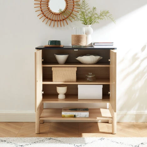 BAïTA Buffet JAPENDI Effet Chêne Et Gris Anthracite 80cm - Bois 4 BAïTA Buffet JAPENDI Effet Chêne Et Gris Anthracite 80cm - Bois – Image 4