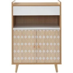 BAïTA Desserte De Cuisine LEIKA Effet Chêne Et Motifs Blancs 60cm - Bois