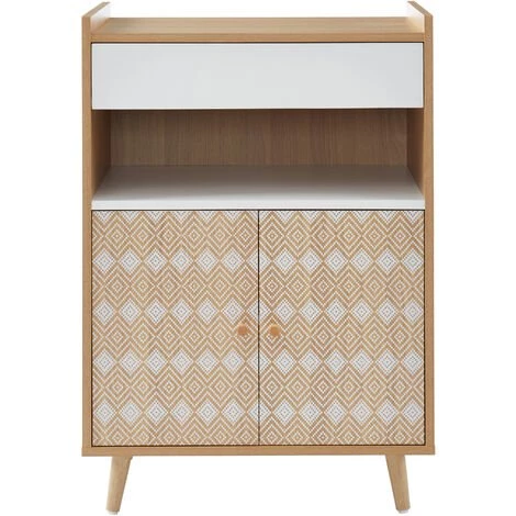 BAïTA Desserte De Cuisine LEIKA Effet Chêne Et Motifs Blancs 60cm - Bois 1 BAïTA Desserte De Cuisine LEIKA Effet Chêne Et Motifs Blancs 60cm - Bois