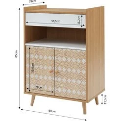 BAïTA Desserte De Cuisine LEIKA Effet Chêne Et Motifs Blancs 60cm - Bois 9 BAïTA Desserte De Cuisine LEIKA Effet Chêne Et Motifs Blancs 60cm - Bois -Buffet et enfilade Soldes 53818703 5