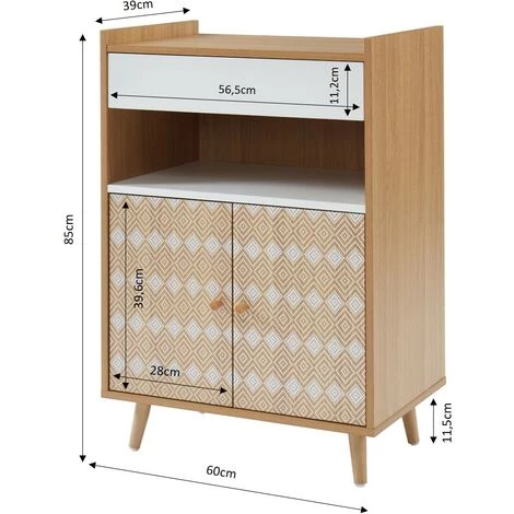 BAïTA Desserte De Cuisine LEIKA Effet Chêne Et Motifs Blancs 60cm - Bois 5 BAïTA Desserte De Cuisine LEIKA Effet Chêne Et Motifs Blancs 60cm - Bois – Image 5