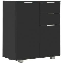 LITZEE Buffet Noir Brillant 71 X 35 X 76 Cm Aggloméré # 7 LITZEE Buffet Noir Brillant 71 X 35 X 76 Cm Aggloméré # -Buffet et enfilade Soldes 53841003 3