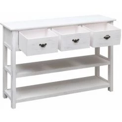 LITZEE Buffet Antique Blanc 115 X 30 X 76 Cm Bois # -Buffet et enfilade Soldes 53841036 5