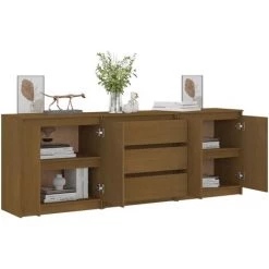 VidaXL Armoire D'appoint 180x36x65 Cm Bois De Pin Massif Marron Miel - Brun 8 VidaXL Armoire D'appoint 180x36x65 Cm Bois De Pin Massif Marron Miel - Brun -Buffet et enfilade Soldes 53928697 4