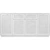 CAESAROO Buffet 180x40 Cm Blanc Mat Avec Quatre Portes Et Deux Tiroirs Effet Osier | Blanc