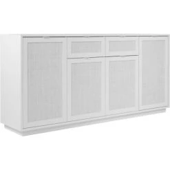 CAESAROO Buffet 180x40 Cm Blanc Mat Avec Quatre Portes Et Deux Tiroirs Effet Osier | Blanc 8 CAESAROO Buffet 180x40 Cm Blanc Mat Avec Quatre Portes Et Deux Tiroirs Effet Osier | Blanc -Buffet et enfilade Soldes 54063458 4