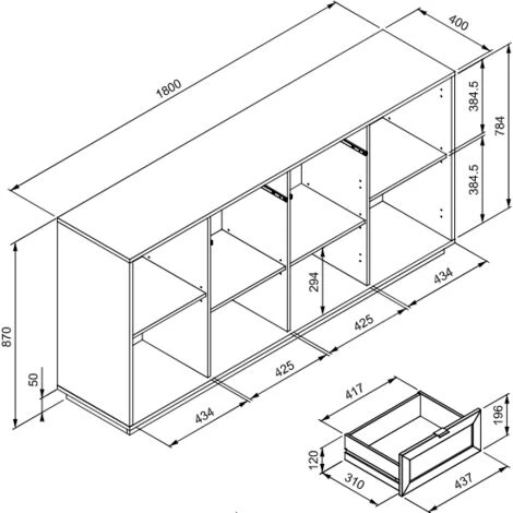 CAESAROO Buffet 180x40 Cm Blanc Mat Avec Quatre Portes Et Deux Tiroirs Effet Osier | Blanc 5 CAESAROO Buffet 180x40 Cm Blanc Mat Avec Quatre Portes Et Deux Tiroirs Effet Osier | Blanc – Image 5