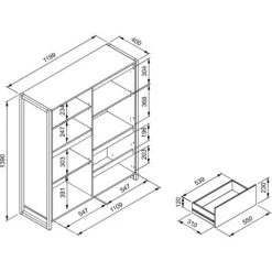 CAESAROO Buffet De Salon 139 Cm Minorca Chêne Artisanal Et Gris Anthracite Avec Deux Portes Et Deux Tiroirs | Chêne Et Gris -Buffet et enfilade Soldes 54063715 5