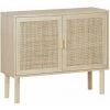 ALICE'S GARDEN Buffet En Décor Bois Et Cannage - Camargue - 2 Portes. 80x30x68cm - Naturel