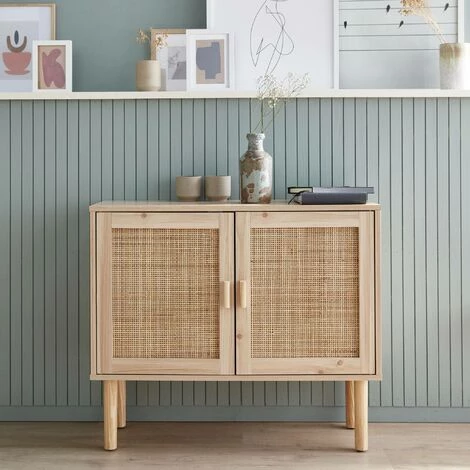 ALICE'S GARDEN Buffet En Décor Bois Et Cannage - Camargue - 2 Portes. 80x30x68cm - Naturel 3 ALICE'S GARDEN Buffet En Décor Bois Et Cannage - Camargue - 2 Portes. 80x30x68cm - Naturel â Image 3