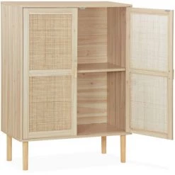 ALICE'S HOME Buffet En Cannage - Camargue - Décor Bois Et Cannage, 2 Portes - Naturel -Buffet et enfilade Soldes 54068344 5