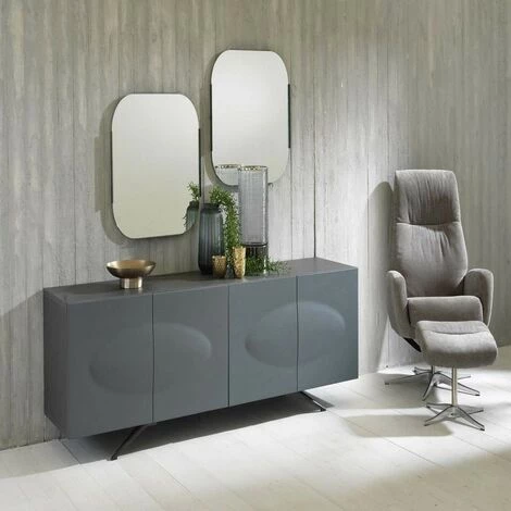 WEBMARKETPOINT Buffet Moderne Gris Foncé à 4 Portes Cm 201 X 47 Xh 62 2 WEBMARKETPOINT Buffet Moderne Gris Foncé à 4 Portes Cm 201 X 47 Xh 62 – Image 2