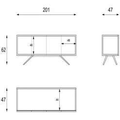 STONE'S Buffet Moderne à 4 Portes En Gris Foncé Antique Rose Noir Cm 201 X 47 Xh 62 -Buffet et enfilade Soldes 54075923 3