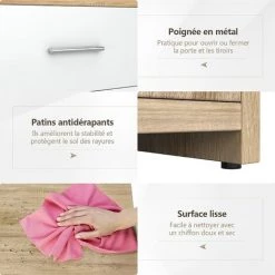 COSTWAY Meuble De Rangement Avec 3 Tiroirs40 X 30 X 77,5 Cm (L X L X H) De Style Moderne Pour Salon, Chambre, Bureau -Buffet et enfilade Soldes 54122678 5