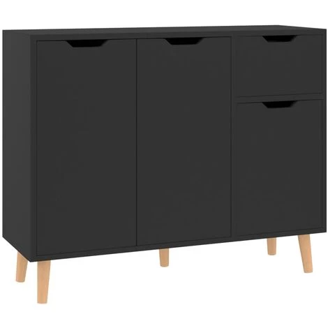 Buffet Aggloméré 90x30x72 Cm Noir Brillant VidaXL 2 Buffet Aggloméré 90x30x72 Cm Noir Brillant VidaXL – Image 2