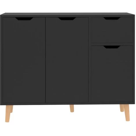Buffet Aggloméré 90x30x72 Cm Noir Brillant VidaXL 3 Buffet Aggloméré 90x30x72 Cm Noir Brillant VidaXL – Image 3