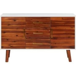 Hommoo Buffet 110x35x70 Cm Bois D'acacia Massif Et MDF -Buffet et enfilade Soldes 54149229 3