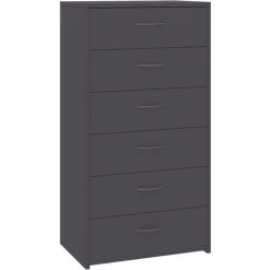 Hommoo Buffet Avec 6 Tiroirs Gris 50x34x96 Cm Agglomere -Buffet et enfilade Soldes 54149472 2